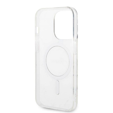Guess Bundle Pack MagSafe IML Marble - Zestaw etui + ładowarka MagSafe iPhone 14 Pro (czarny/złoty) (GUBPP14LHMEACSK)