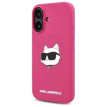 Karl Lagerfeld Silicone Choupette Head Print MagSafe - Etui iPhone 16 (fuksja) (KLHMP16SSCHPPLF)