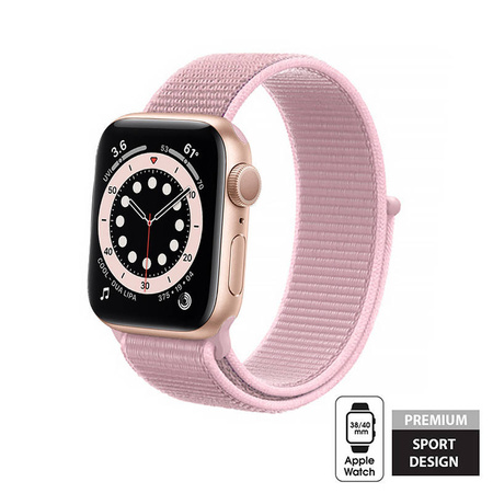 Crong Nylon - Pasek sportowy do Apple Watch 38/40/41/42 mm (Powder Pink) (CRG-40NLB-PDP)