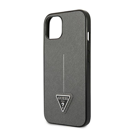 Guess Saffiano Triangle Logo Case – Etui iPhone 14 (srebrny) (GUHCP14SPSATLG)