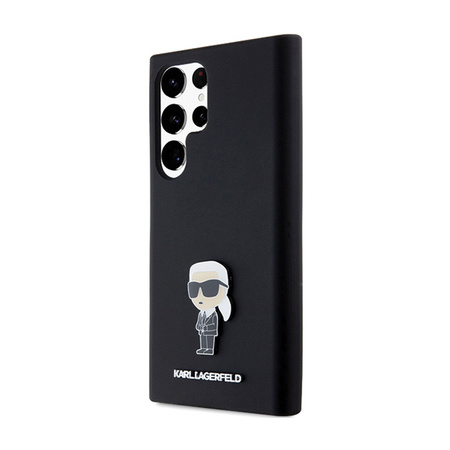 Karl Lagerfeld Silicone Ikonik Metal Pin - Etui Samsung Galaxy S24 Ultra (czarny) (KLHCS24LSMHKNPK)