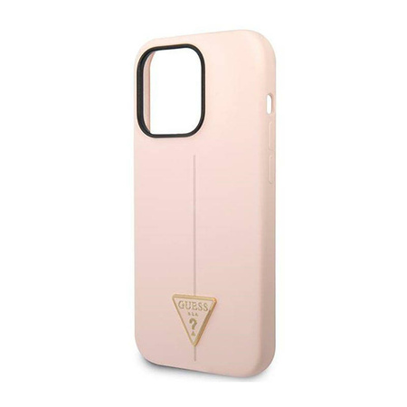 Guess Silicone Triangle Logo - Etui iPhone 14 Pro (różowy) (GUHCP14LSLTGP)