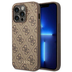 Guess 4G Metal Gold Logo – Etui iPhone 14 Pro Max (brązowy) (GUHCP14XG4GFBR)