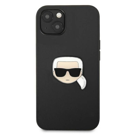 Karl Lagerfeld PU Leather Karl's Head Metal - Etui iPhone 13 mini (czarny) (KLHCP13SPKMK)