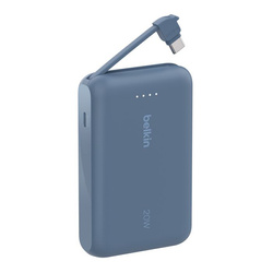 Belkin Powerbank 10 000 mAh, 20W, wbudowany kabel USB-C, niebieski (BPB021HQBL)