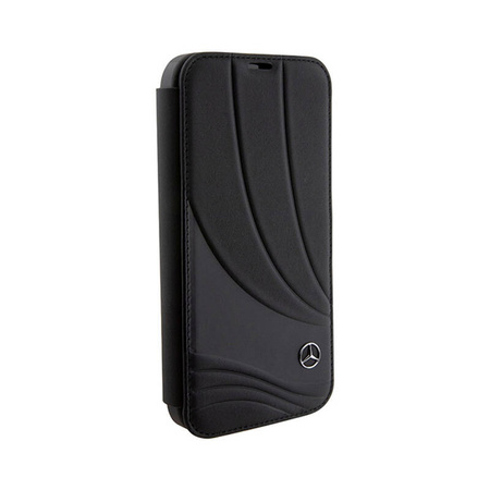 Mercedes Booktype Leather Wave Pattern - Etui iPhone 15 Pro (czarny) (MEBKP15L8ROLK)