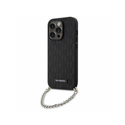 Karl Lagerfeld Saffiano Monogram Chain - Etui iPhone 14 Pro (Czarny) (KLHCP14LSACKLHPK)