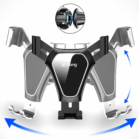 Crong Gravity Auto-Clip Car Holder - Uchwyt samochodowy grawitacyjny do telefonu 4,7”- 6,5” (czarny) (CRG-CH4-BLK)