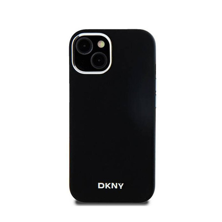 DKNY Liquid Silicone Small Metal Logo MagSafe - Etui iPhone 15 Plus / 14 Plus (czarny) (DKHMP15MSMCHLK)