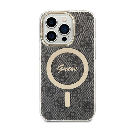 Guess 4G MagSafe - Etui iPhone 15 Pro (czarny) (GUHMP15LH4STK)