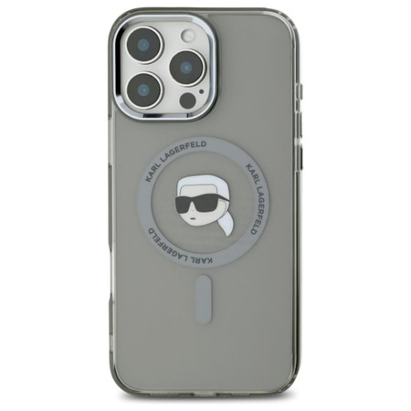 Karl Lagerfeld IML Metal Karl Head MagSafe - Etui iPhone 16 Pro Max (czarny) (KLHMP16XHLSKIK)