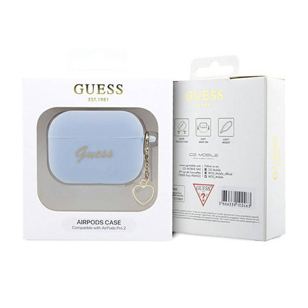 Guess Silicone Heart Charm - Etui AirPods Pro 2 (niebieski) (GUAP2LSCHSB)