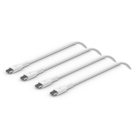 Belkin Kabel w oplocie USB-C na USB-C 60W, 0,15 m, biały (CAB004BT0MWH)