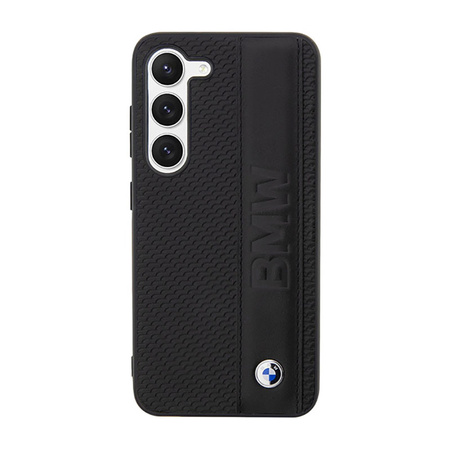 BMW Leather Textured & Stripe - Etui Samsung Galaxy S23 (czarny) (BMHCS23S22RDPK)