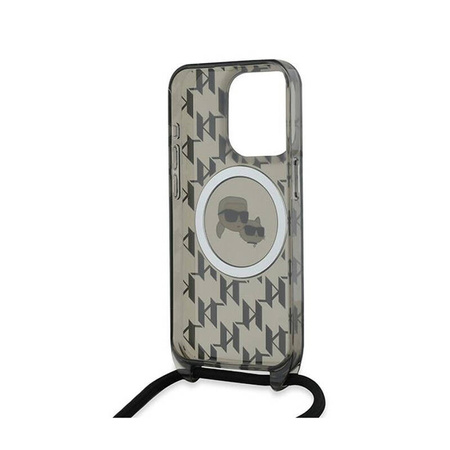 Karl Lagerfeld IML Crossbody Monogram Karl & Choupette Head MagSafe - Etui iPhone 15 Pro (czarny) (KLHMP15LHCKCKLCK)