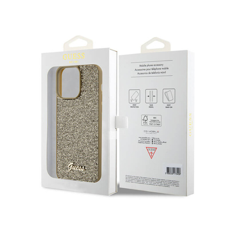 Guess Disco Metal Script - Etui iPhone 15 Pro Max (złoty) (GUHCP15XPMSDGSD)