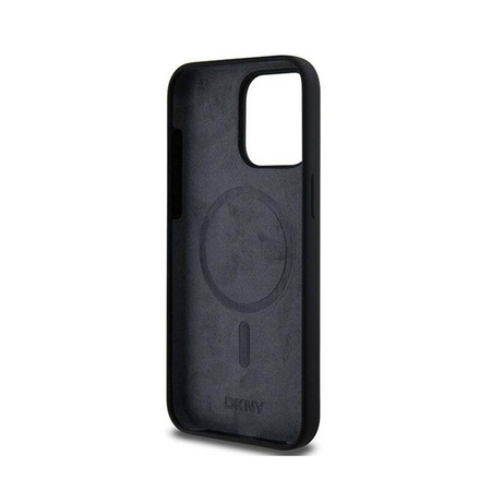 DKNY Liquid Silicone White Printed Logo MagSafe - Etui iPhone 13 Pro Max (czarny) (DKHMP13XSNYACH)