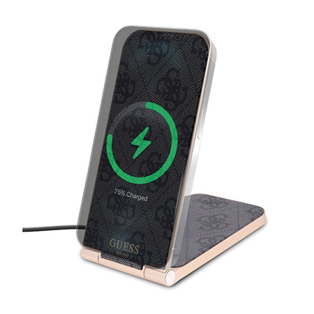 Guess 4G Pattern MagSafe - Składana ładowarka indukcyjna 2w1 z MagSafe do iPhone i AirPods 15W (czarny) (GUDCFAL4PEGK)