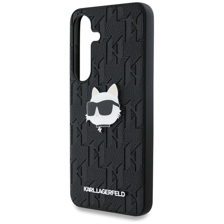 Karl Lagerfeld Leather Monogram Pin Logo Choupette Head - Etui Samsung Galaxy S25 (czarny) (KLHCS25SPGKLCHPK)