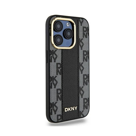 DKNY Leather Checkered Mono Pattern MagSafe - Etui iPhone 15 Pro Max (czarny) (DKHMP15XPCPVSLK)