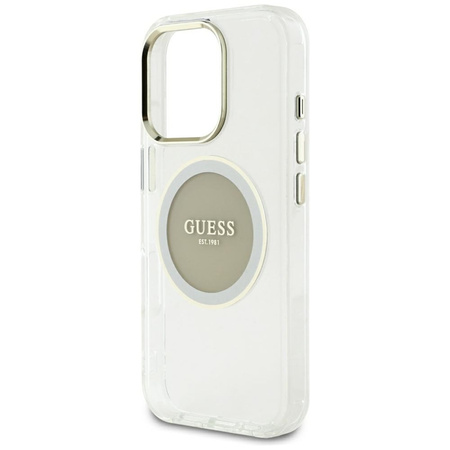 Guess IML Metal Colored Circle Classic Logo MagSafe - Etui do iPhone 16 Pro Max (szary) (GUHMP16XHTDRCEDG)