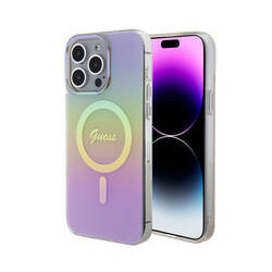 Guess IML Iridescent MagSafe - Etui iPhone 15 Pro (różowy) (GUHMP15LHITSP)