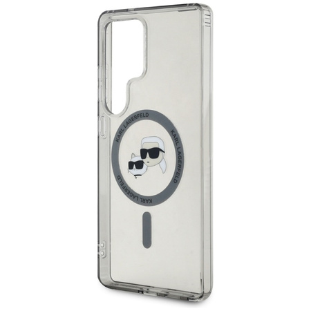 Karl Lagerfeld Button Karl & Choupette Heads Printed Logo MagSafe - Etui Samsung Galaxy S25 Ultra (czarny) (KLHMS25LHLSKCK)
