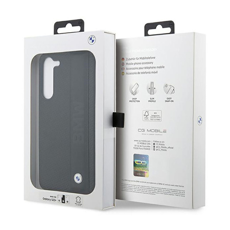 BMW Leather Textured & Stripe - Etui Samsung Galaxy S23+ (czarny) (BMHCS23M22RDPK)