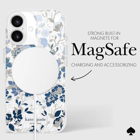 Kate Spade New York Protective Gems MagSafe - Etui iPhone 16 (Flowerbed Blue) (KS054338)