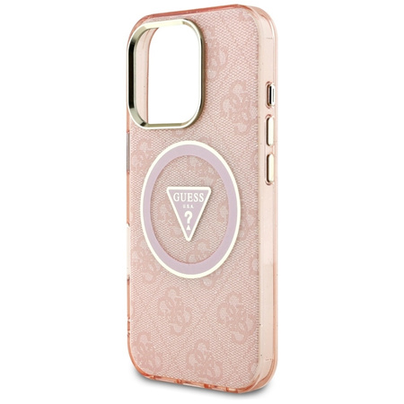Guess IML Metal Glitter 4G Circle Triangle MagSafe - Etui do iPhone 16 Pro Max (różowy) (GUHMP16XHG4PRTGP)