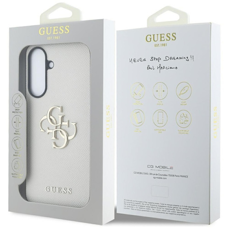 Guess Grained Big 4G Logo Small Classic Logo - Etui do Samsung Galaxy A56 5G (beżowy) (GUHCSA56PGT4MBE)