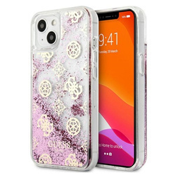 Guess Peony Liquid Glitter - Etui iPhone 13 mini (różowy) (GUHCP13SLGPEPI)