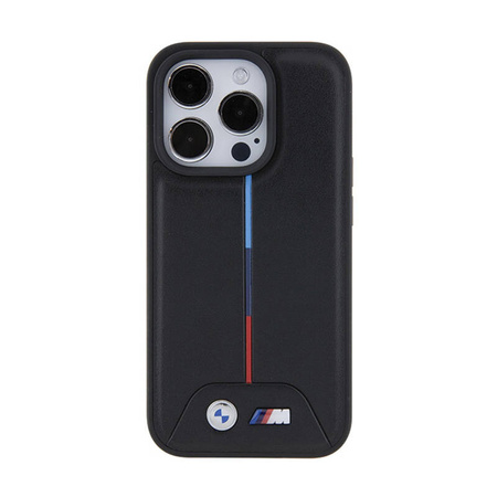 BMW Quilted Tricolor - Etui iPhone 15 Pro (czarny) (BMHCP15L22PVTK)