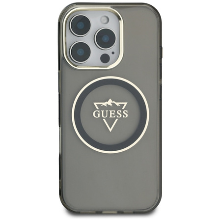 Guess IML Metal Mountain Logo MagSafe - Etui do iPhone 16 Pro Max (czarny) (GUHMP16XHFGTMSLSK)