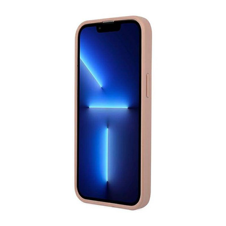 Guess Saffiano Triangle Logo Case – Etui iPhone 14 Pro (różowy) (GUHCP14LPSATLP)