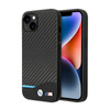 BMW Leather Carbon Blue Line  – Etui iPhone 14 Plus (Czarny) (BMHCP14M22NBCK)
