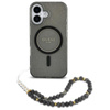 Guess IML Glitter With Pearl Strap MagSafe - Etui iPhone 16 (czarny) (GUHMP16SHGCRELSK)