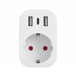 Tesla Smart Plug Inteligentne gniazdko z ładowarką 4w1 -1x sieciowe 220V, 2xUSB-A, 1xUSB-C (TSL-SPL-SP300-3USB)