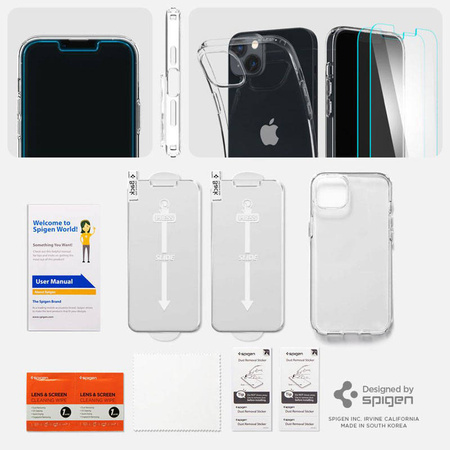 Spigen Crystal Pack - Zestaw etui + 2 x szkło do iPhone 15 Plus / iPhone 14 Plus (Przezroczysty) (ACS04922)