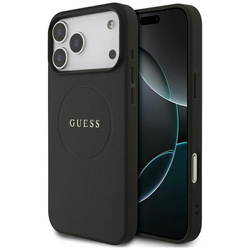 Guess Grained Ring MagSafe - Etui iPhone 17 Pro Max (czarny) (GUHMP17XPGHSMMK)