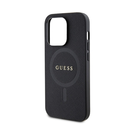 Guess Saffiano MagSafe - Etui iPhone 14 Pro (czarny) (GUHMP14LPSAHMCK)