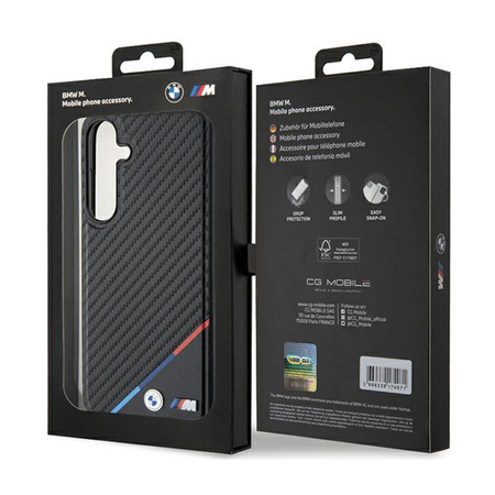 BMW Carbon Tricolor Line MagSafe - Etui Samsung Galaxy S24 (czarny) (BMHMS24S23PUDTK)