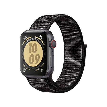 Crong Nylon Reflex - Pasek sportowy do Apple Watch 44/45/46/49 mm (czarny) (CRG-44RFB-BLK)