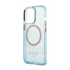 Guess Gold Outline Translucent MagSafe - Etui iPhone 13 Pro (niebieski) (GUHMP13LHTCMB)