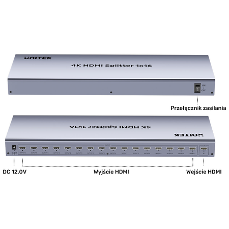 Unitek Rozdzielacz HDMI 4K 1 wejście 16 wyjść 4K@30Hz (V1137AGY01-EU)