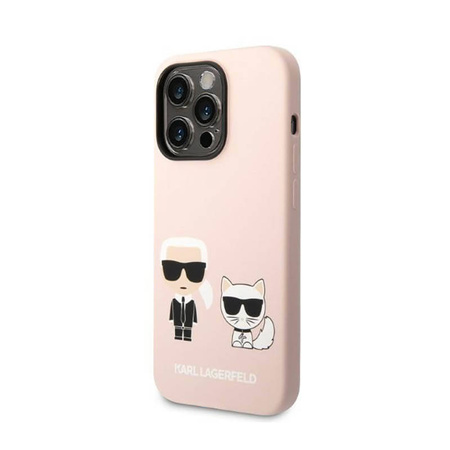 Karl Lagerfeld Liquid Silicone Karl & Choupette MagSafe - Etui iPhone 14 Pro (różowy) (KLHMP14LSSKCI)