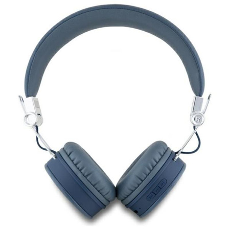 Guess Grained Classic Round Shape - Bezprzewodowe słuchawki nauszne Bluetooth ENC (niebieski) (GUBH70PGTSPSB)