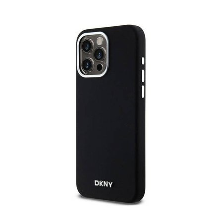 DKNY Liquid Silicone Small Metal Logo MagSafe - Etui iPhone 15 Pro Max (czarny) (DKHMP15XSMCHLK)