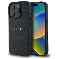 Guess Saffiano Peony Classic Logo MagSafe - Etui iPhone 16 Pro (czarny) (GUHMP16LPSAPSMEK)