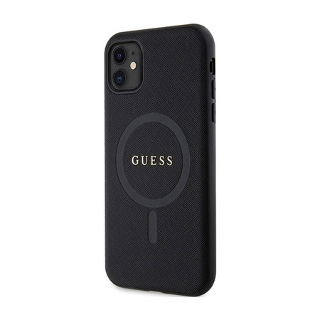 Guess Saffiano MagSafe - Etui iPhone 11 (czarny) (GUHMN61PSAHMCK)